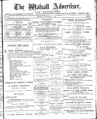 cover page of Walsall Advertiser published on November 30, 1889