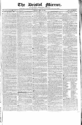 cover page of Bristol Mirror published on May 29, 1830
