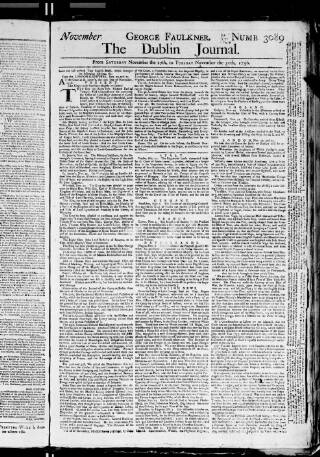 cover page of Dublin Journal published on November 30, 1756