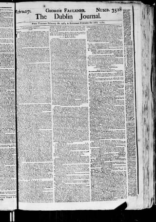 cover page of Dublin Journal published on February 28, 1761