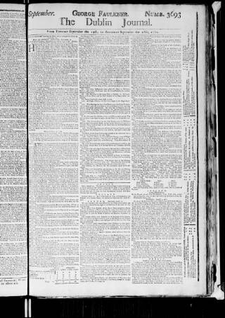 cover page of Dublin Journal published on September 18, 1762