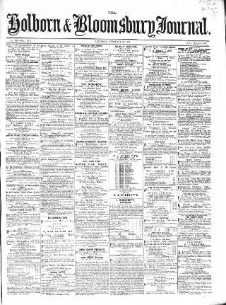 cover page of Holborn Journal published on February 28, 1863