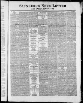 cover page of Saunders's News-Letter published on December 30, 1872