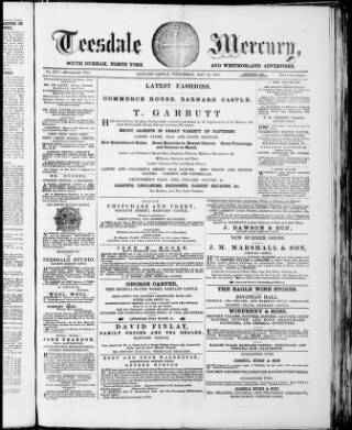 cover page of Teesdale Mercury published on May 29, 1889