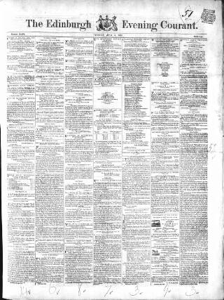 cover page of Edinburgh Evening Courant published on July 6, 1852