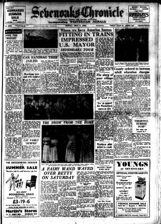 cover page of Sevenoaks Chronicle and Kentish Advertiser published on July 6, 1956
