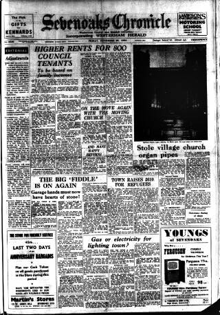 cover page of Sevenoaks Chronicle and Kentish Advertiser published on November 30, 1956