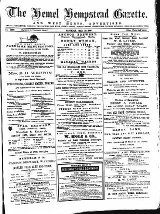 cover page of Hemel Hempstead Gazette published on May 29, 1886