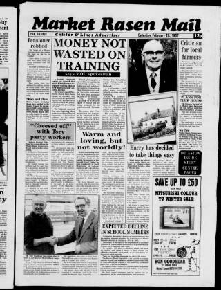 cover page of Market Rasen Weekly Mail published on February 28, 1987