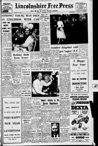 cover page of Lincolnshire Free Press published on December 30, 1958