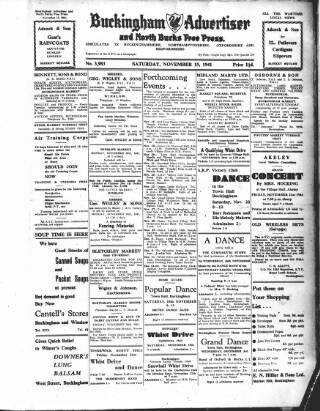 cover page of Buckingham Advertiser and Free Press published on November 15, 1941