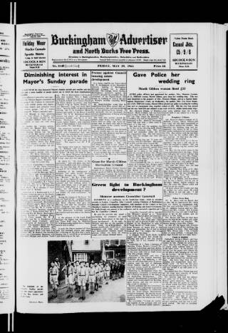 cover page of Buckingham Advertiser and Free Press published on May 29, 1964