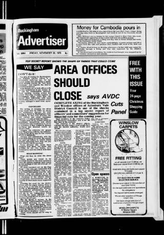 cover page of Buckingham Advertiser and Free Press published on November 30, 1979