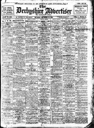 cover page of Derbyshire Advertiser and Journal published on September 18, 1915