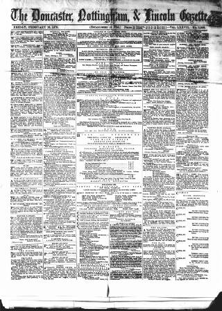 cover page of Doncaster Gazette published on February 18, 1870
