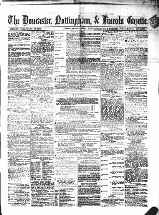 cover page of Doncaster Gazette published on February 25, 1870
