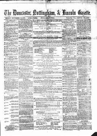 cover page of Doncaster Gazette published on November 18, 1870