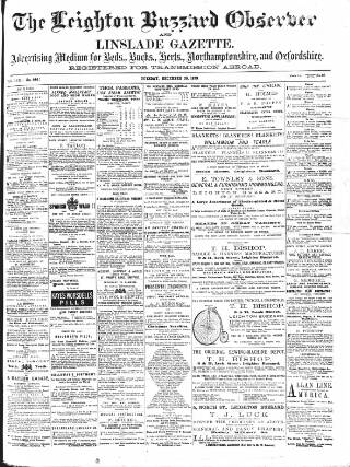 cover page of Leighton Buzzard Observer and Linslade Gazette published on December 30, 1879