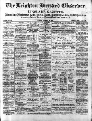cover page of Leighton Buzzard Observer and Linslade Gazette published on November 30, 1880
