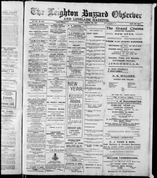 cover page of Leighton Buzzard Observer and Linslade Gazette published on December 30, 1913