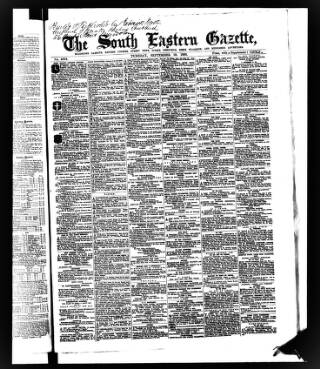 cover page of South Eastern Gazette published on September 18, 1866