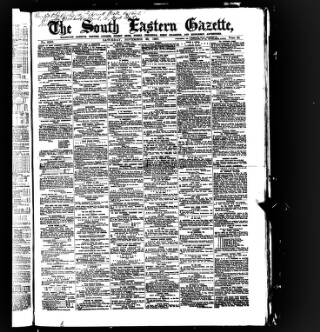 cover page of South Eastern Gazette published on November 30, 1867