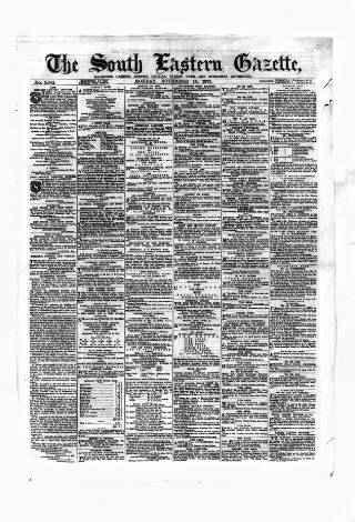 cover page of South Eastern Gazette published on November 15, 1875