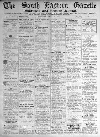 cover page of South Eastern Gazette published on July 6, 1915