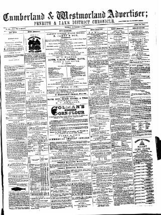 cover page of Cumberland and Westmorland Advertiser, and Penrith Literary Chronicle published on November 15, 1870