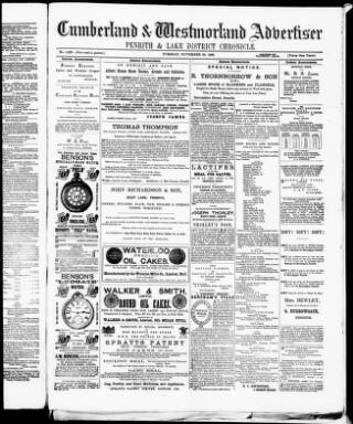 cover page of Cumberland and Westmorland Advertiser published on November 30, 1886
