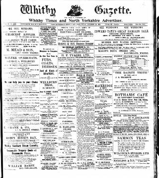 cover page of Whitby Gazette published on November 15, 1912