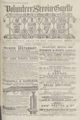 cover page of Volunteer Service Gazette and Military Dispatch published on May 29, 1886