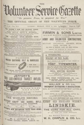 cover page of Volunteer Service Gazette and Military Dispatch published on July 6, 1900