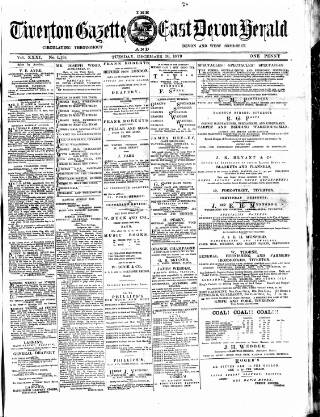 cover page of Tiverton Gazette (Mid-Devon Gazette) published on December 30, 1879