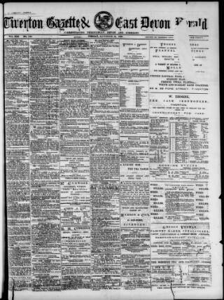 cover page of Tiverton Gazette (Mid-Devon Gazette) published on September 18, 1888