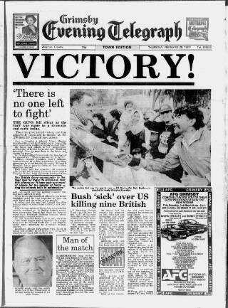 cover page of Grimsby Daily Telegraph published on February 28, 1991