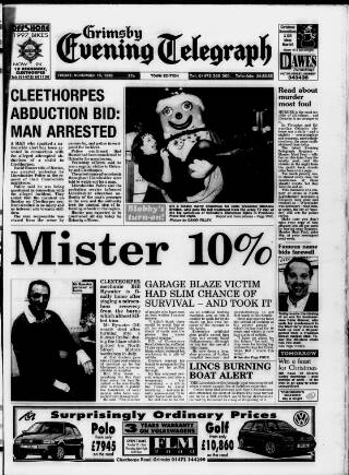 cover page of Grimsby Daily Telegraph published on November 15, 1996