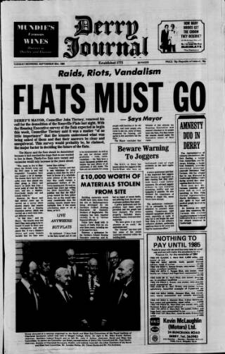 cover page of Derry Journal published on September 18, 1984