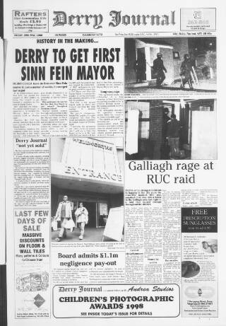 cover page of Derry Journal published on May 29, 1998