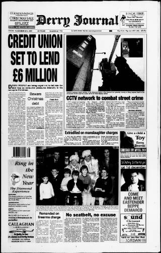 cover page of Derry Journal published on November 30, 2001