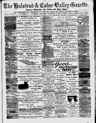 cover page of Halstead Gazette published on November 14, 1889