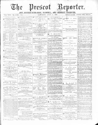 cover page of Prescot Reporter published on July 6, 1889