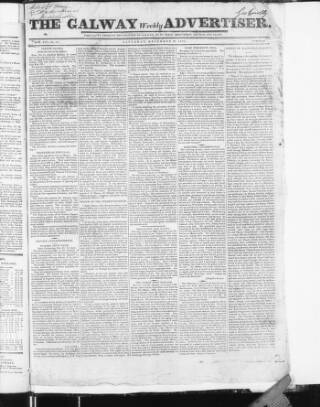 cover page of Galway Weekly Advertiser published on December 30, 1826