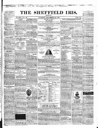 cover page of Sheffield Iris published on November 15, 1836