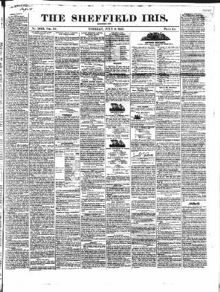 cover page of Sheffield Iris published on July 6, 1841