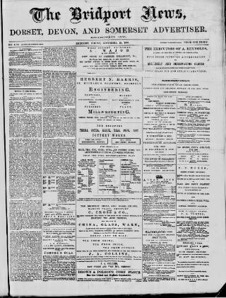 cover page of Bridport News published on November 15, 1889