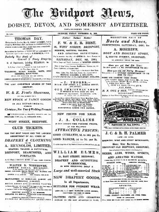 cover page of Bridport News published on November 30, 1900