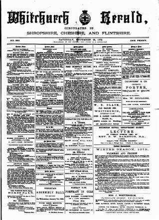 cover page of Whitchurch Herald published on November 15, 1879