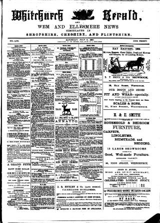 cover page of Whitchurch Herald published on July 6, 1889