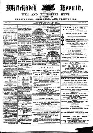cover page of Whitchurch Herald published on November 30, 1889